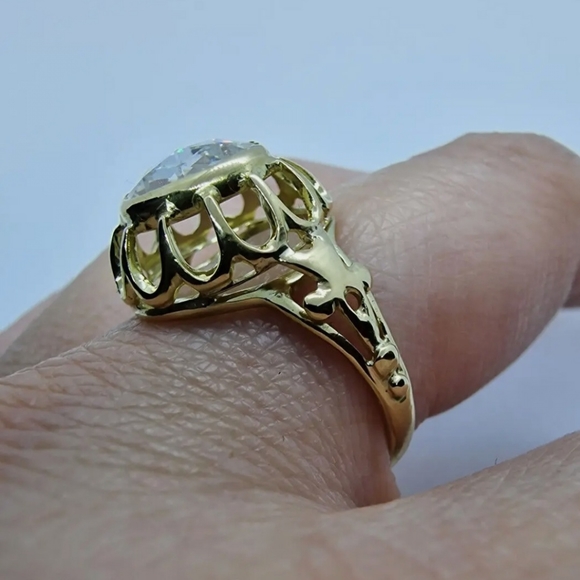 True antique natural rose cut diamond. HUGE! Heart shaped. - Picture 3 of 6